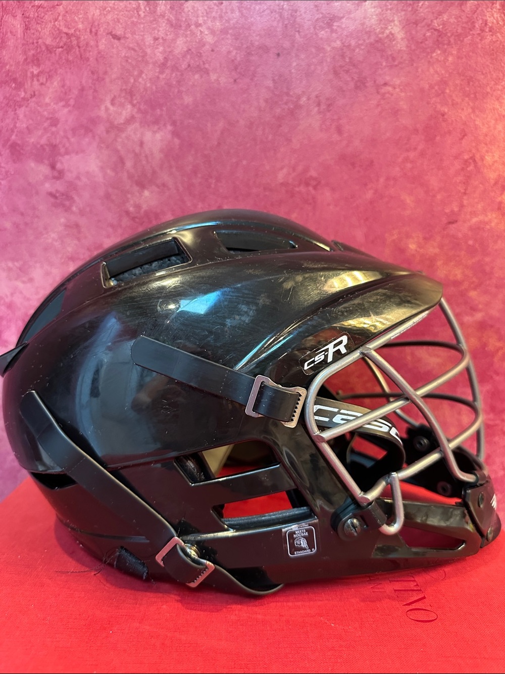 Cascade Lacrosse MLL Black Lacrosse Helmet with Silver Cage